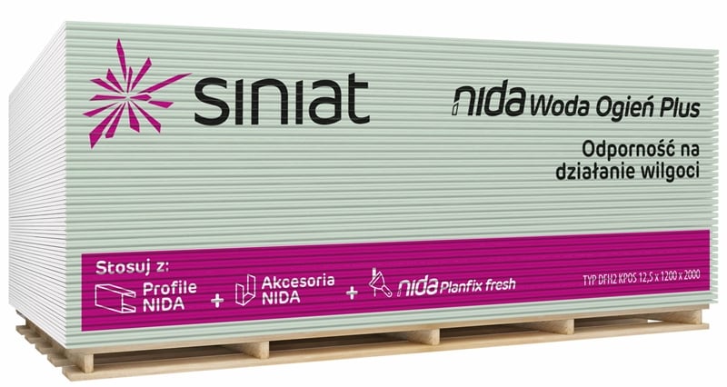 Siniat-plyty-gipsowo-kartonowe-odpornosc-na-wilgoc-NIDA-Woda-Ogien-Plus